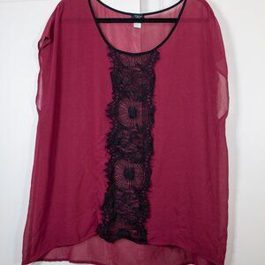 Torrid fuchsia with black lace center top
